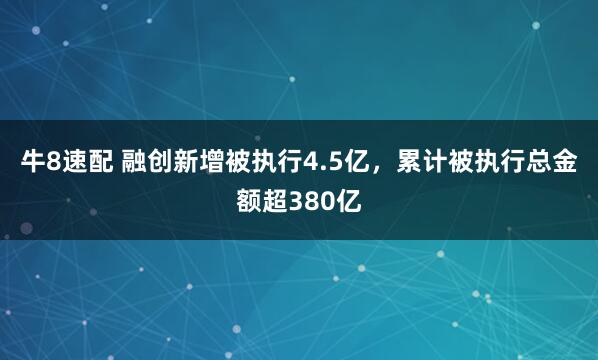 牛8速配 融创新增被执行4.5亿，累计被执行总金额超380亿